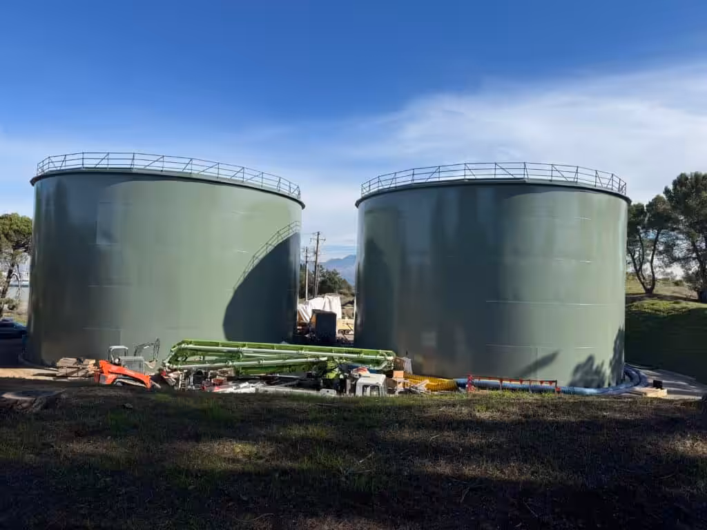 Welded steel water storage tank in Oakland — Grizzly Reservoir Tank 1