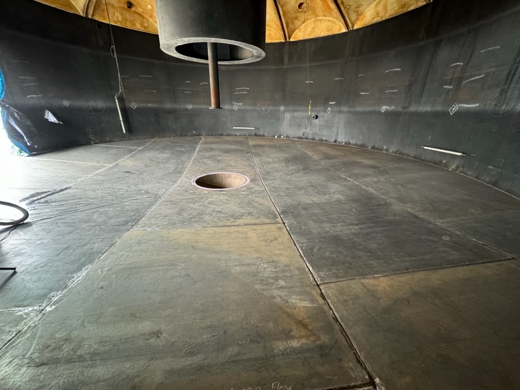 Welded steel water storage tank in San Diego — Oily Waste Tank Rebottom