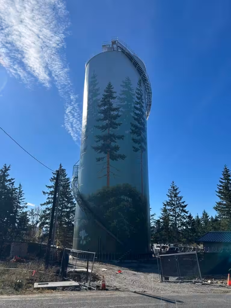 Welded steel water storage tank in Yelm — Southeast 1.5 MG Reservoir